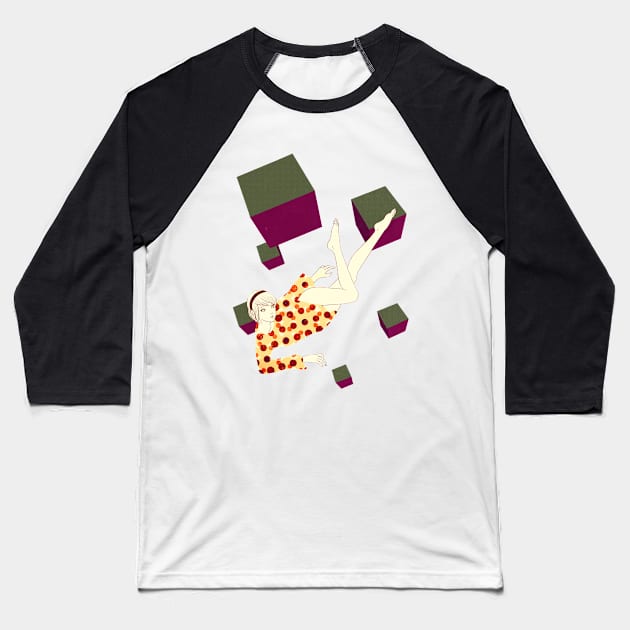 Flying Cubes Baseball T-Shirt by saitmy